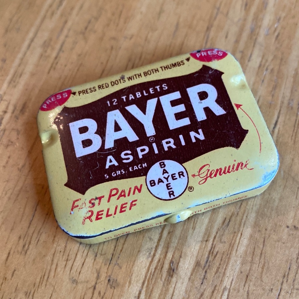BAYER aspirin Advertising Tin vintage metal stash box